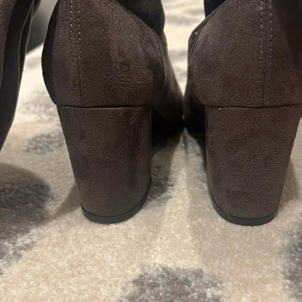 Brown Over the Knee Boots with Chunky Heel